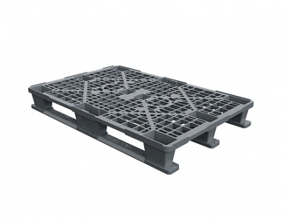 Легкий перфорированный пластиковый поддон 1200х800х150 с тремя полозьями