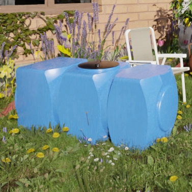 Ёмкость К 800 л. голубая горизонтальная с отводами 