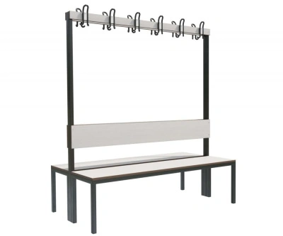 Скамейка с вешалкой для раздевалок «Фортран» двухсторонняя 1,2 м