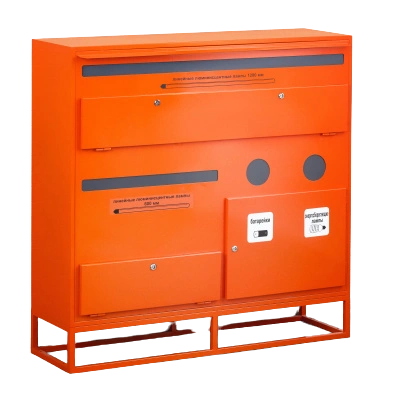 Контейнер для сбора, накопления и хранения отработанных энергосберегающих ламп и ртутных термометров, линейных люминесцентных ламп длиной до 650 мм и 1250 мм, а также химических элементов питания КЛБ-4