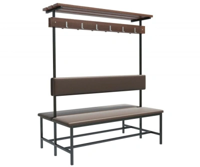 Скамейка с вешалкой для раздевалок «Бавария» двухсторонняя 1,2 м