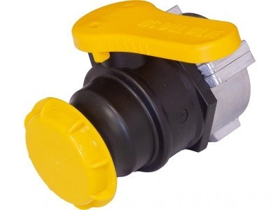 Кран п/э для еврокуба 50x75 с дюралюмин. гайкой, с проклад. PTFE, с резьбой BSP/NPT, код: 38027