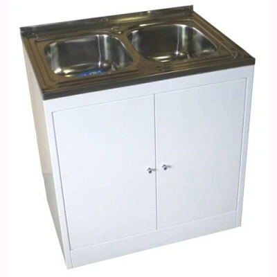 Тумба МТ-2 с 2-чашечной мойкой 800x600x830 мм Белый