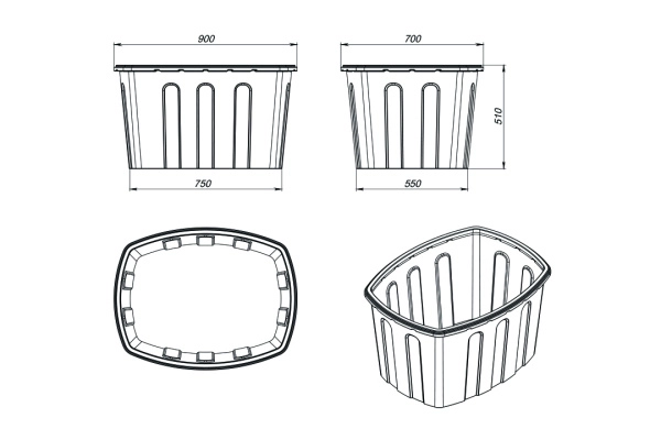 Ванна 200л синяя