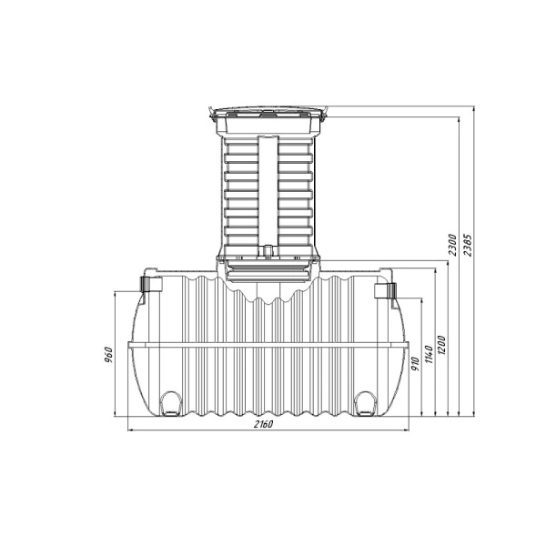 Автономная канализация Rostok Ground 4Pro с горловиной 1000 мм и принудительным отведением стоков 