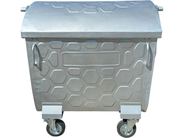 Мусорный контейнер 1 100л. на колесах с крышкой, оцинкованный, код: 39352
