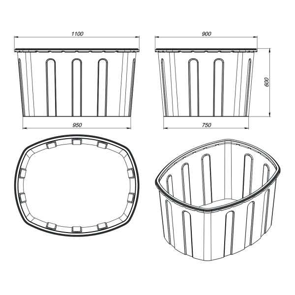 Ванна 400л синяя