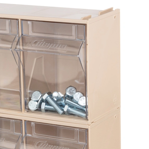 Короб откидной Стелла-техник F-600-4-B, 600х178х206 мм, 4 ячейки, бежевый, прозрачный