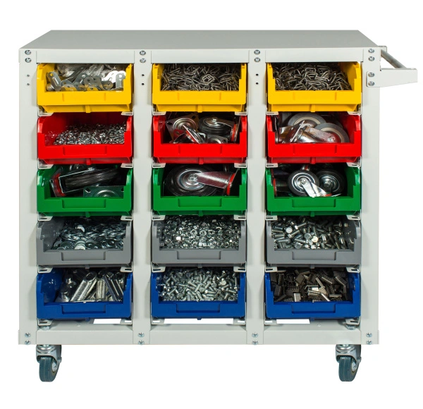 Стеллаж с направляющими мобильный, односторонний, Стелла-техник V3-15-125-И 15 ячеек, грузоподъемность 350кг