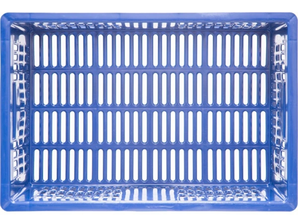 Ящик перфорированный 600×400×250, арт.: 201, объём 46, синий, код: 00377