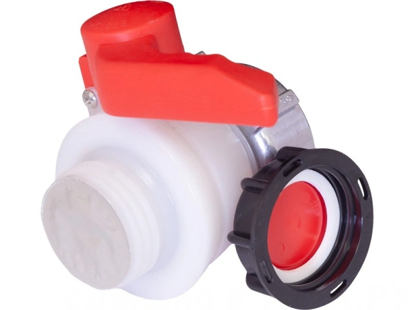 Кран п/э для еврокуба 50x75 с дюралюмин. гайкой, с прокладкой EPDM, с резьбой S60x6, код: 38022