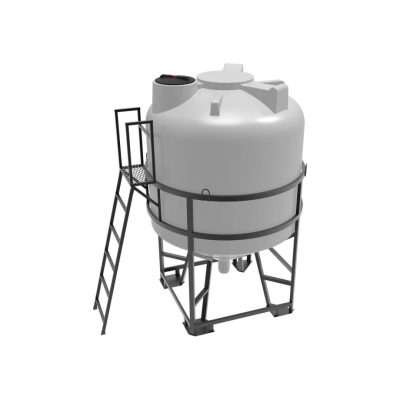 Емкость ЦКТ 5000 л с патрубком 160мм под плотность до 1,2 г/см³ белая в обрешетке с лестницей