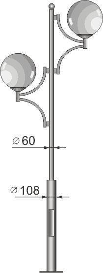 Стальной фонарный столб Т-29 со светильником 5,630 м