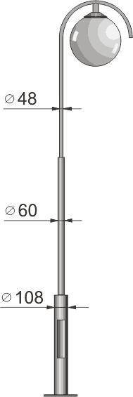 Стальной фонарный столб Т-23 со светильником 5,5 м