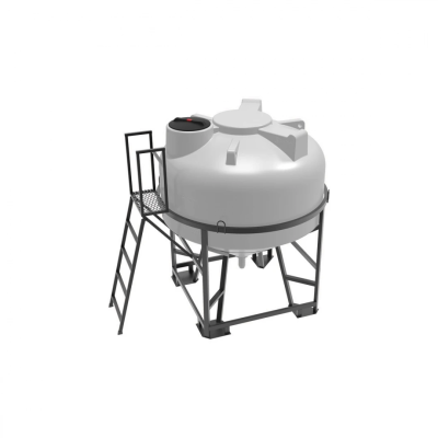 Емкость ЦКТ 3000 л с патрубком 90мм с фланцем под плотность до 1,5 г/см³ белая в обрешетке с лестницей