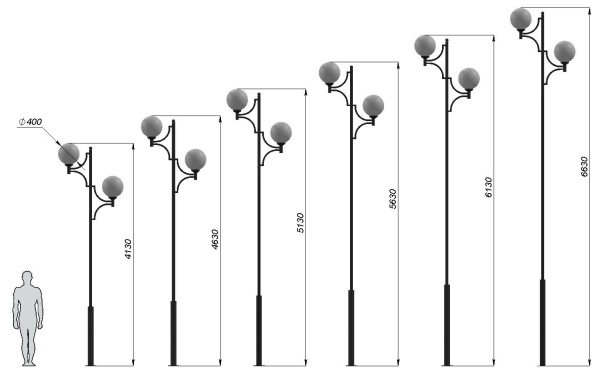 Стальной фонарный столб Т-29 со светильником 5,630 м